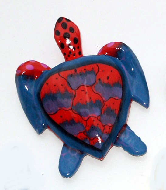 Magnet Schildkröte blau rot - Tiermagnet