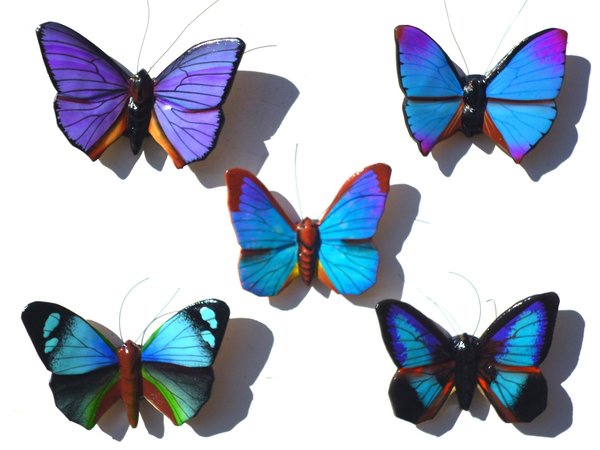 Schmetterlingmagnet blau 5er Set A - Deko