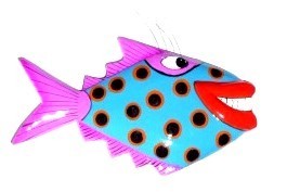 Magnetfisch blau mit Punkten - lustiger Fisch