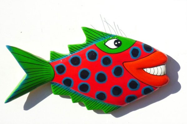 Magnetfisch rot mit Punkten - Fischmagnet