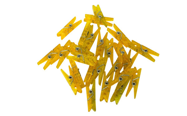 Wäscheklammern gelb mit Glitzer 25er Set - Bastelzubehör