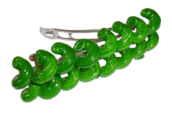 Haarspangen aus Spiralnudeln, grün