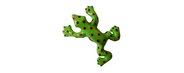 Holzmagnet Frosch, grün mit Punkten