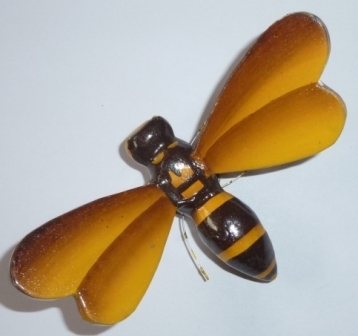 super Geschenk: Holzmagnet putzige Biene, braun-gelb - Handbemalt