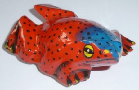 Süßes Geschenk: Holzmagnet Frosch, rot mit Punkten - Handbemalt