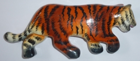 Holzmagnet Tiger, stehend rot - Handbemalt