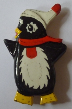 süßer Pinguin mit Mütze und Schal, klein -Holzmagnet Geschenkidee