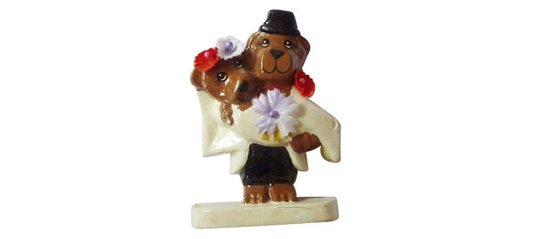 Teddy Hochzeitspärchen - Holzmagnet Geschenkidee