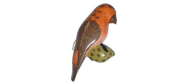 Süßes Präsent: Holzmagnet hübscher Vogel orange-braun - Handbemalt