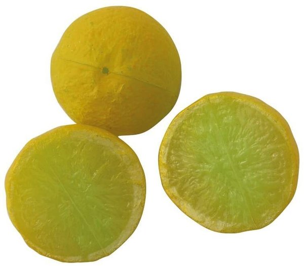 Zitrone 3fach halbiert - Hohlattrappe zur Sommerdeko
