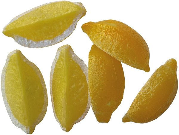6er Set Zitronenspalten - Zitronen Hohlattrappe
