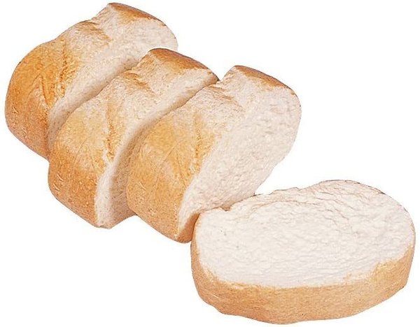 4 Weißbrotscheiben - Brotattrappen aus Kunststoff