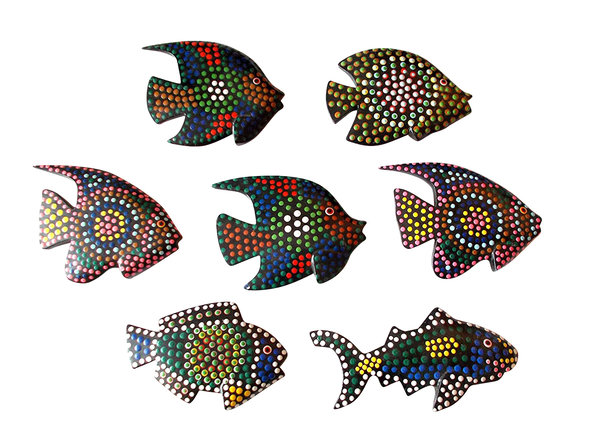 7er Set Aborigines Fischmagnete - Dekomagnete