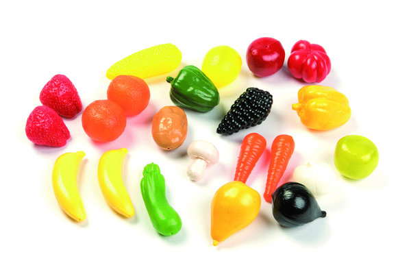 22er Set Obst- und Gemüseattrappen - Kunststoff Foodmodels